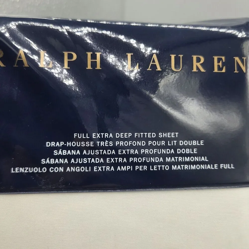 RALPH LAUREN  FULL EXTRA DEEP   FITTED SHEET 464 White  100% Cotton Percale NEW